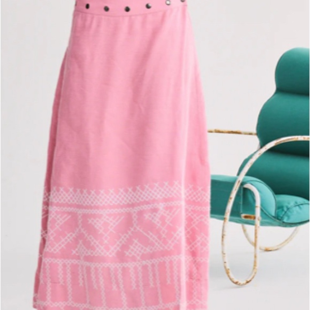 Chic Pink Maxi Skirt with Embellished Waist